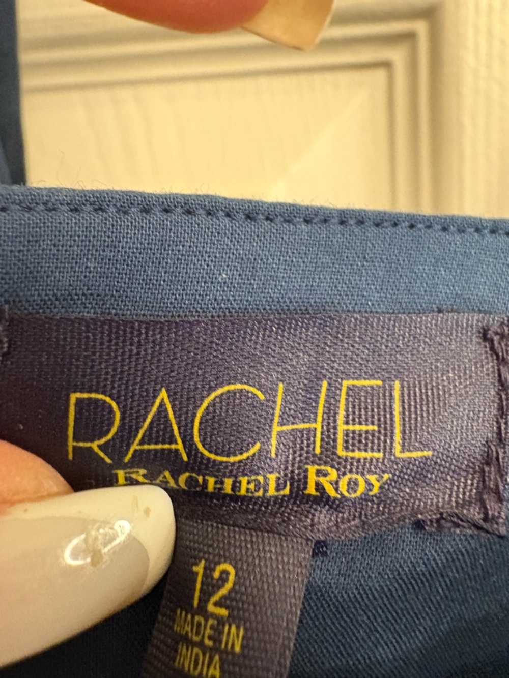 Rachel Rachel Roy Freda Cotton MidiDress Navy High Low Greek Key Hem Size 12 NWT - Picture 6 of 11